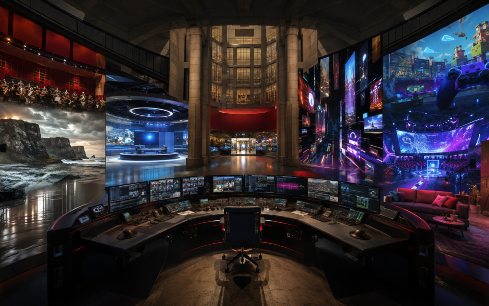 Una regia televisiva coordina formati nativi per video, social, gaming e community