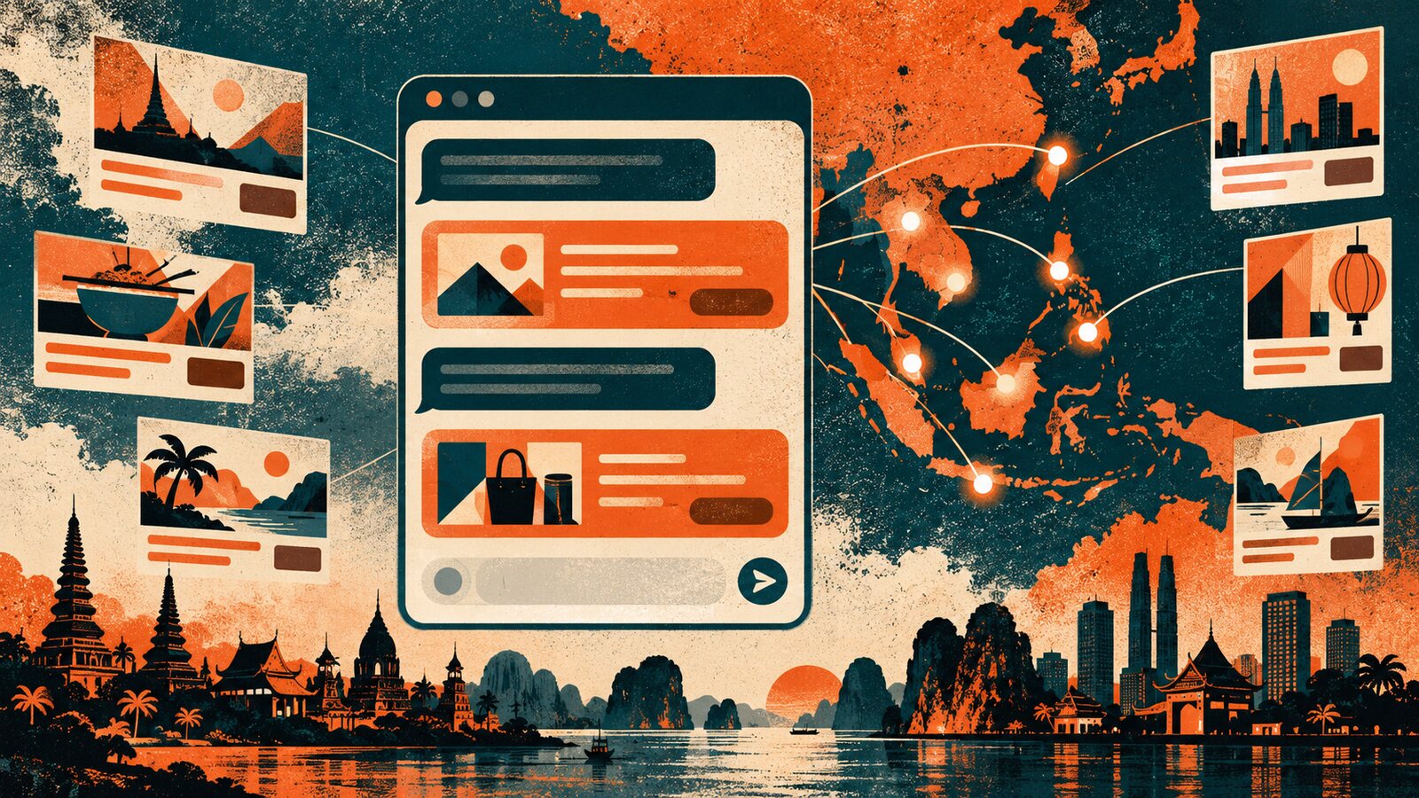 Interfaccia di conversazione collegata a sette mercati del Sud-est asiatico e Taiwan