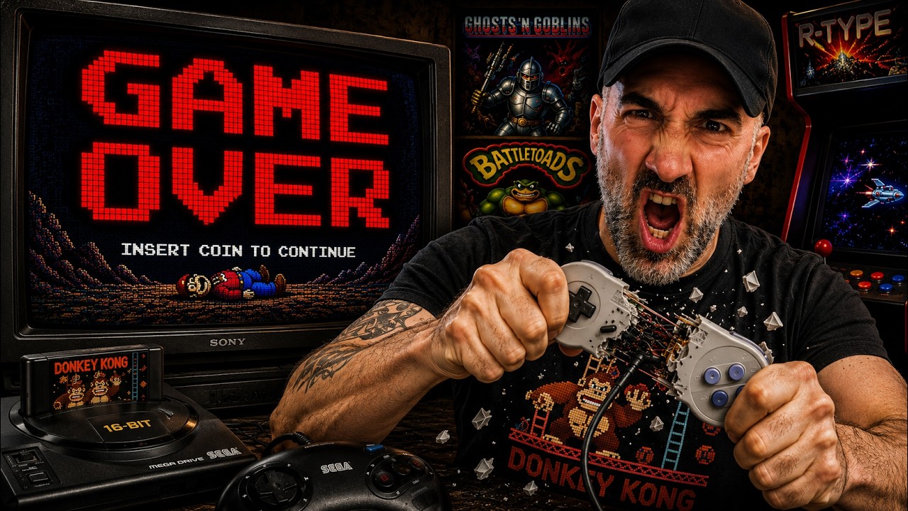 Un cabinato arcade accompagna l’articolo sulla difficoltà dei videogiochi